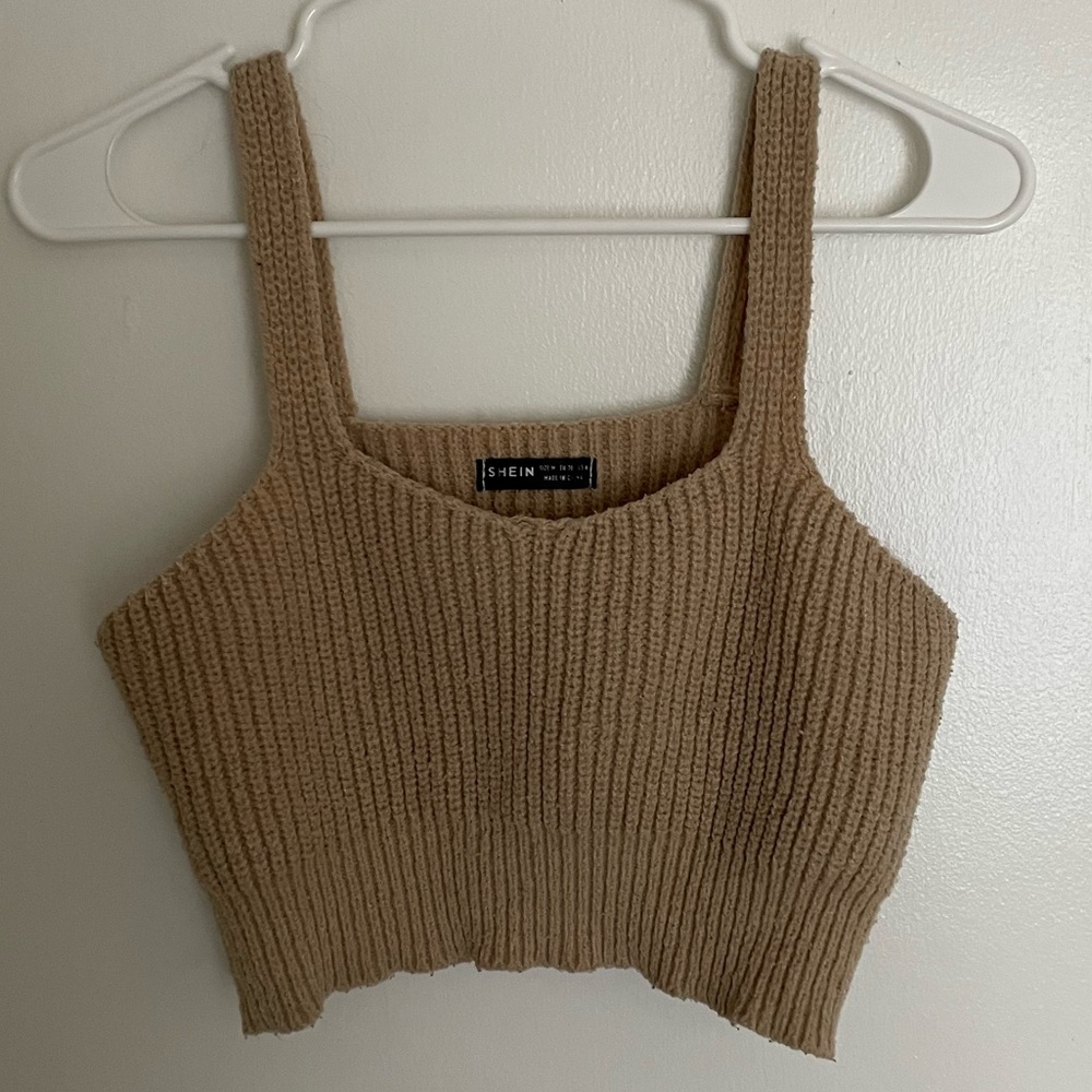 Brown/tan SHEIN knit crop top medium
